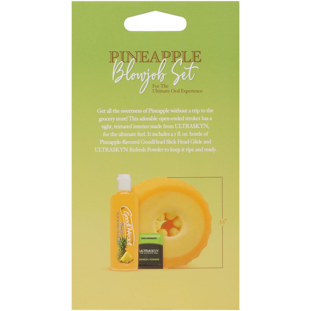 Doc Johnson GoodHead Pineapple stroker set with pineapple-flavoured glide and refresh powder