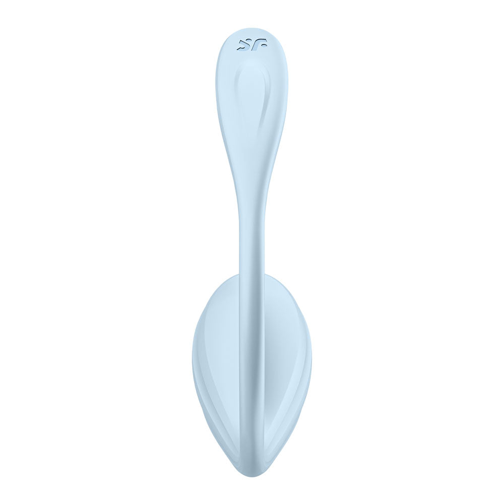 Satisfyer Smooth Petal app-controlled wearable vibrator in light blue