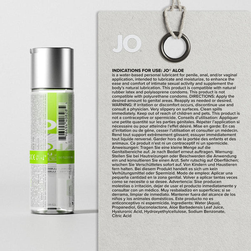 JO Aloe water-based lubricant with organic aloe and hyaluronic acid, 120ml