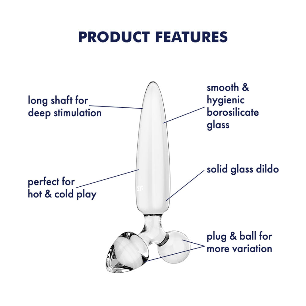Satisfyer Triple Crystal 1 Clear glass design and temperature features