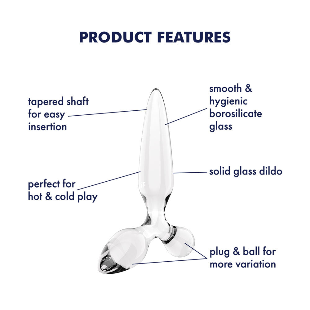 Satisfyer Triple Crystal 2 Clear glass design and temperature features