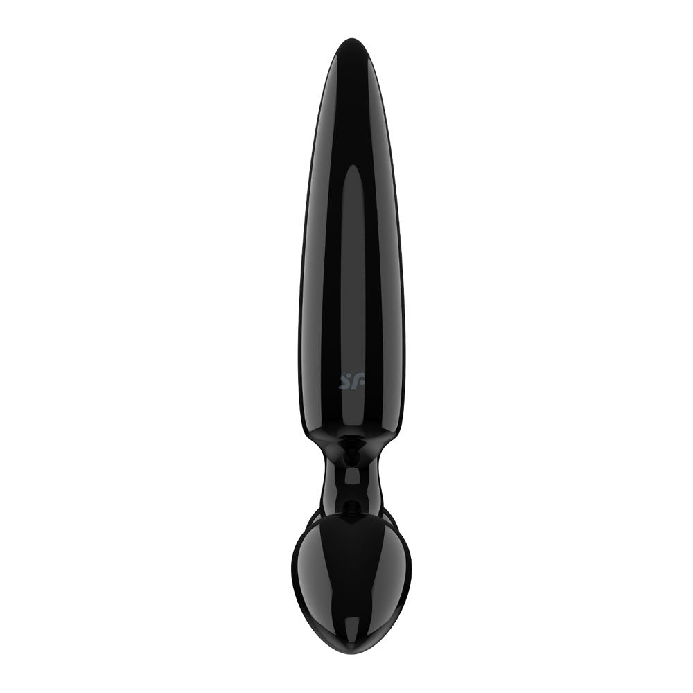Satisfyer Triple Crystal 1 Black three-ended glass design side profile