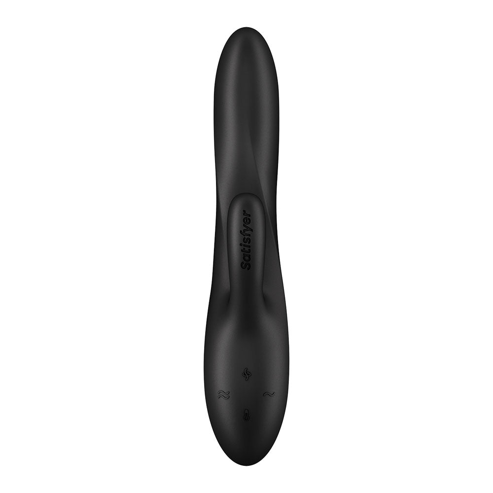 Front view of the black Satisfyer Heat Flex 3 rabbit vibrator