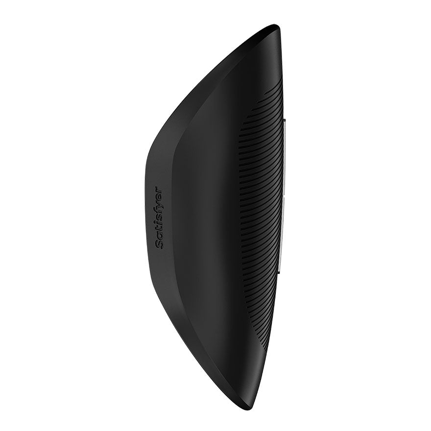 Side profile of Satisfyer Perfect Grip showing its curved open sleeve shape