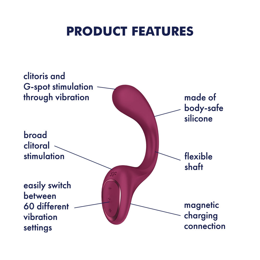 Satisfyer G for Goddess 2 rechargeable rabbit vibrator with flexible shaft and broad outer arm