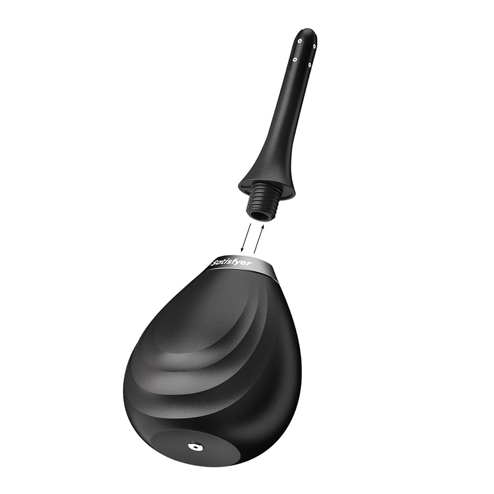 Satisfyer Clean and Play manual anal douche in black