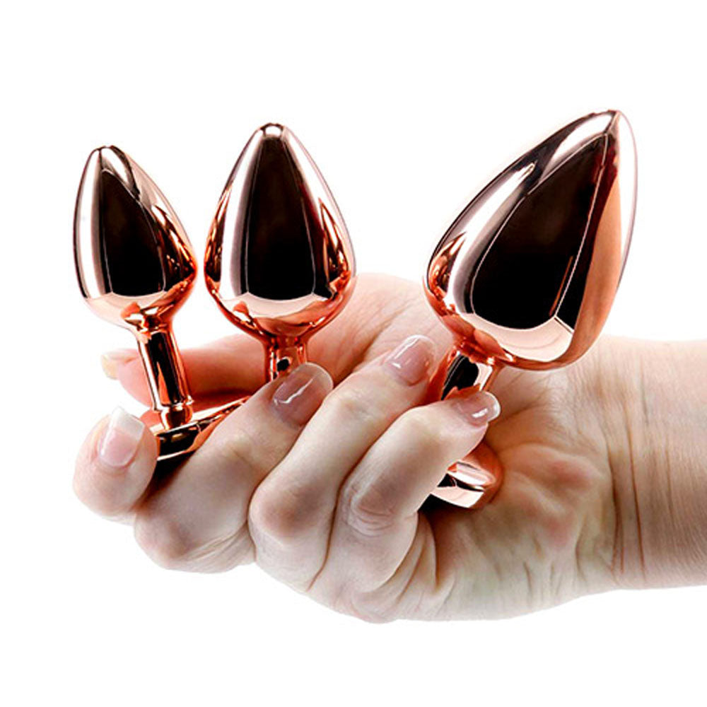 Adam & Eve Rose Gold Heart Gem Anal Training Set – 3 Plugs