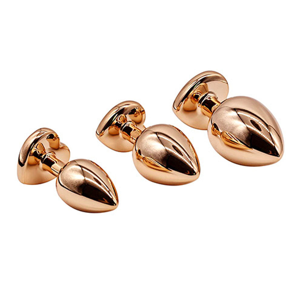 Adam & Eve Rose Gold Heart Gem Anal Training Set – 3 Plugs
