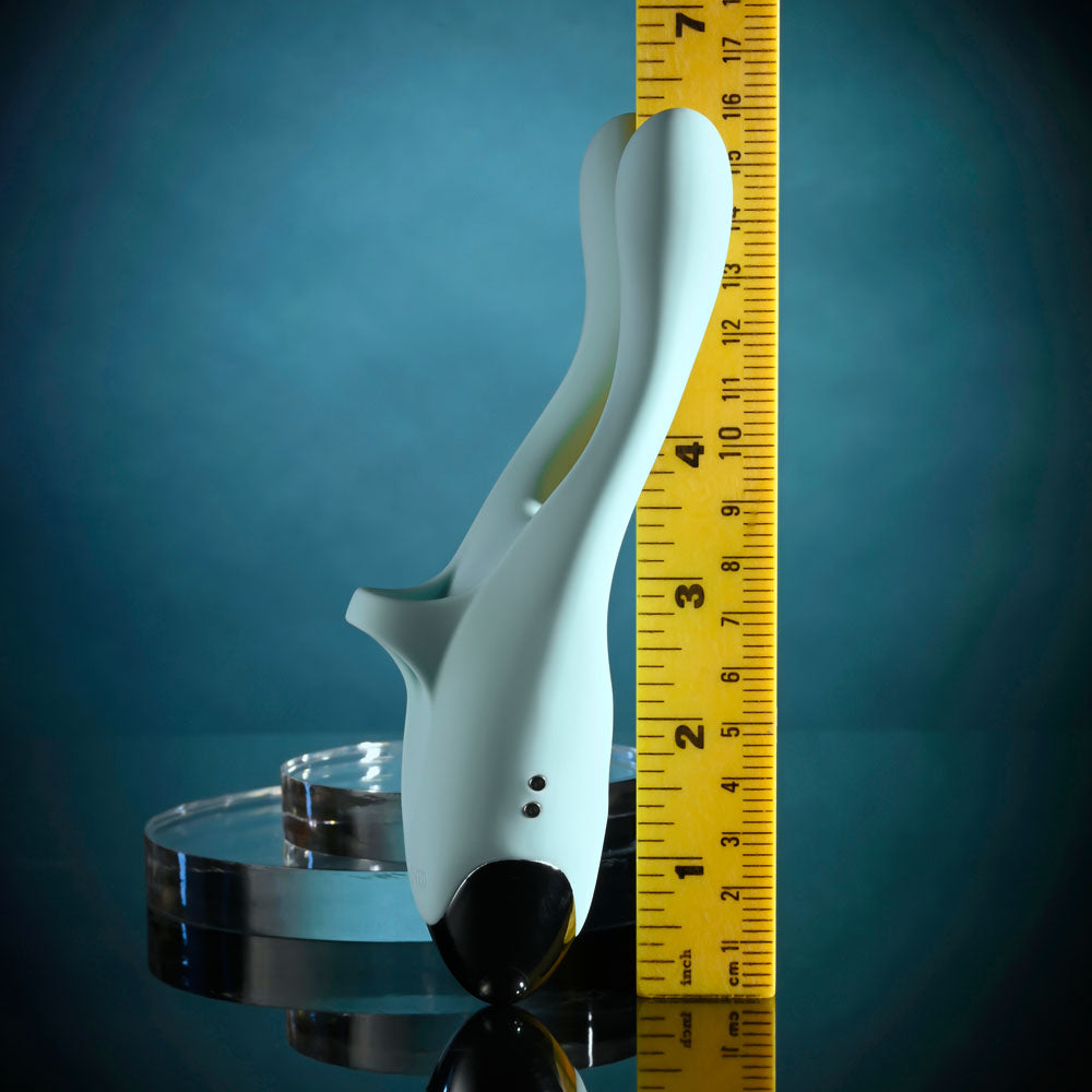 Evolved Couples Therapy teal three-motor couples vibrator with flexible arms and tapping base