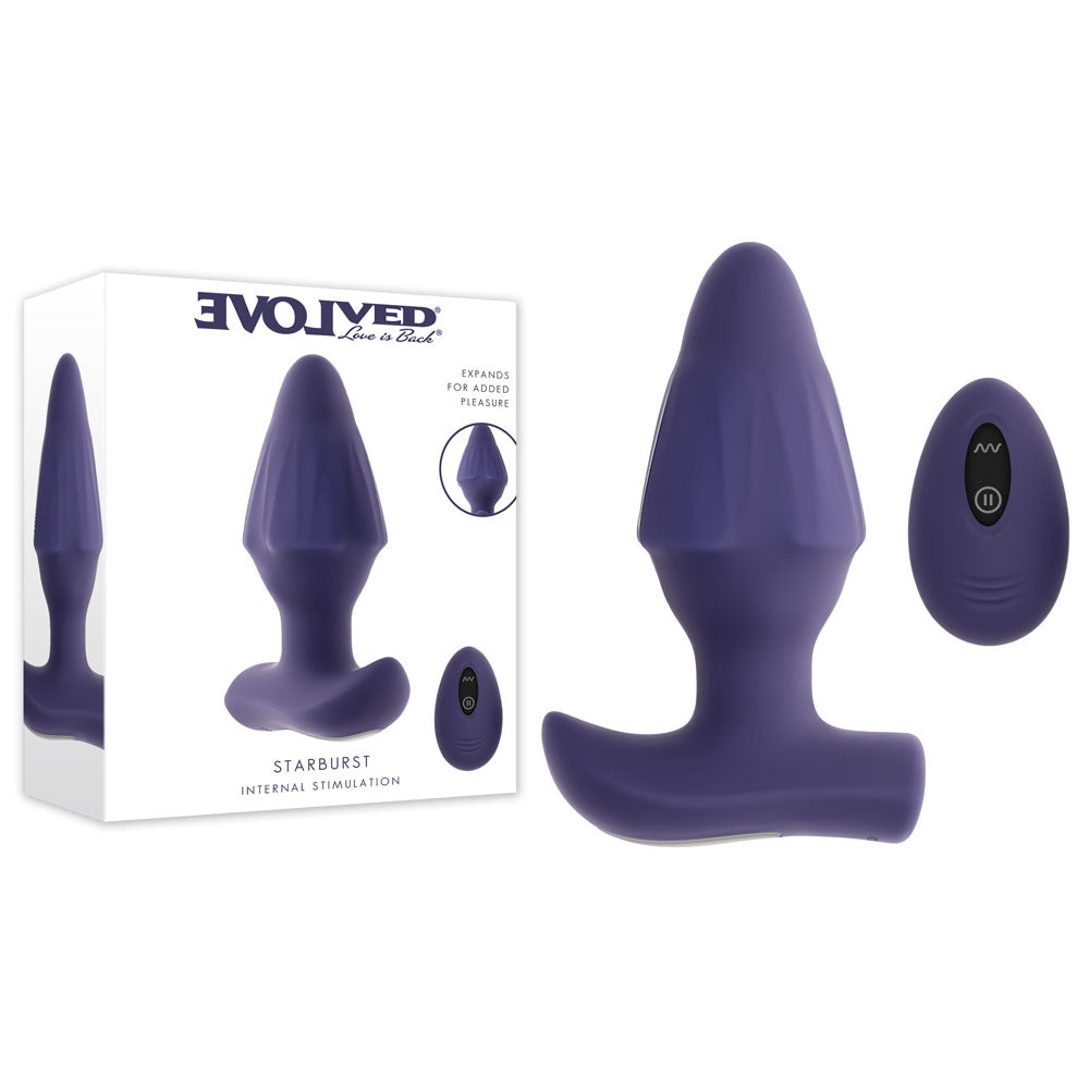 Evolved Starburst 10.2cm (4 inches) purple remote-controlled butt plug