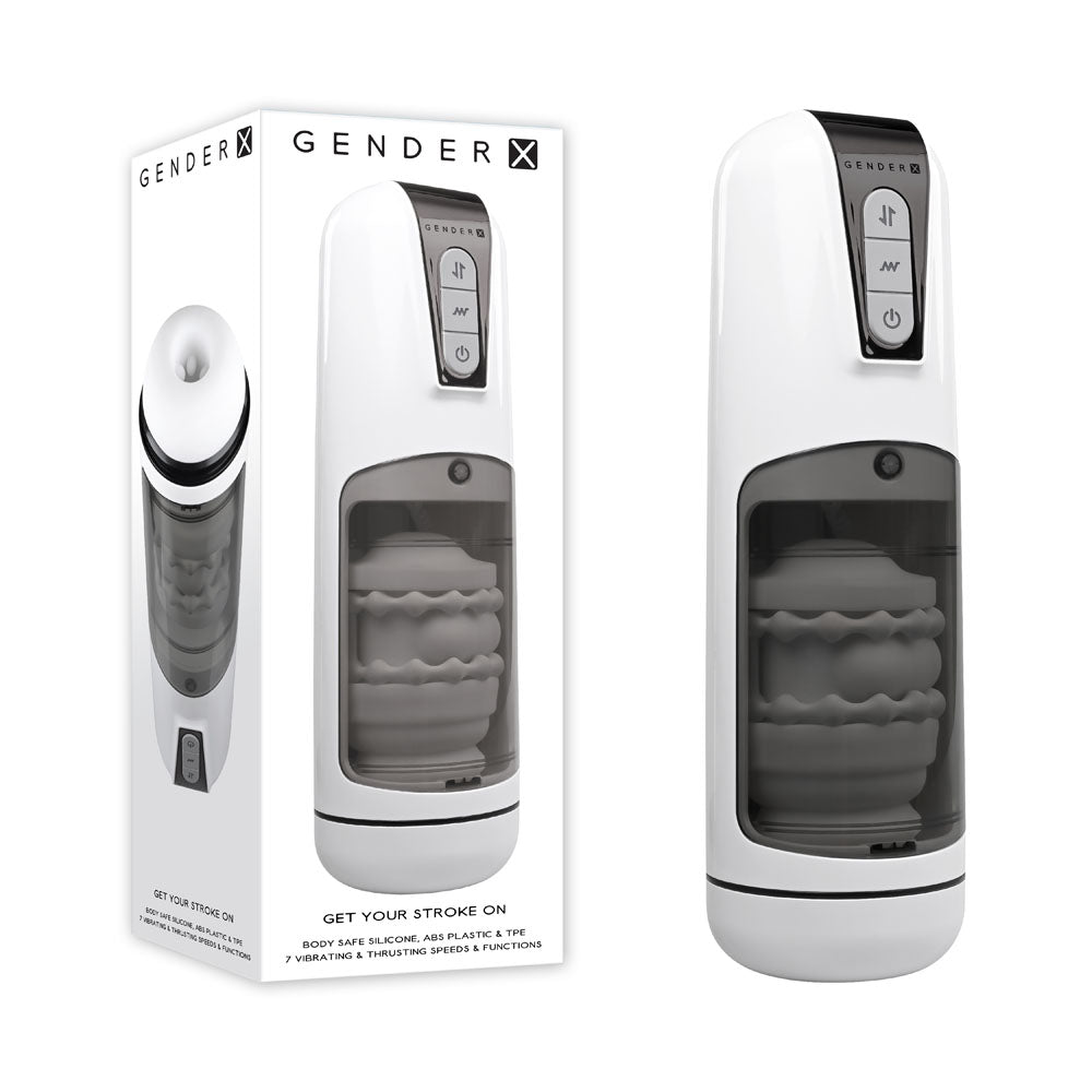 Get Your Stroke On rechargeable thrusting and vibrating automatic masturbator