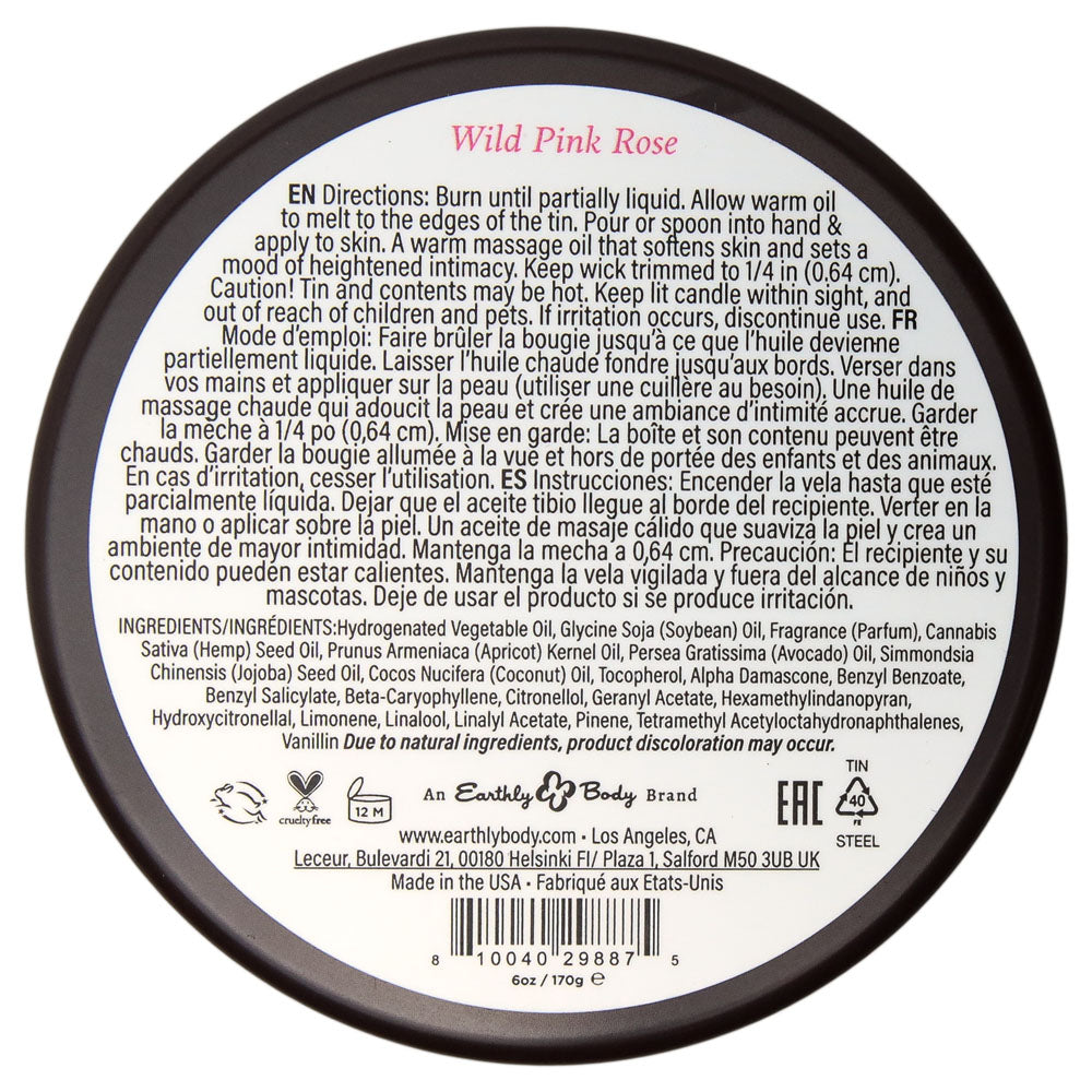 Earthly Body Wild Pink Rose scented massage candle 170g