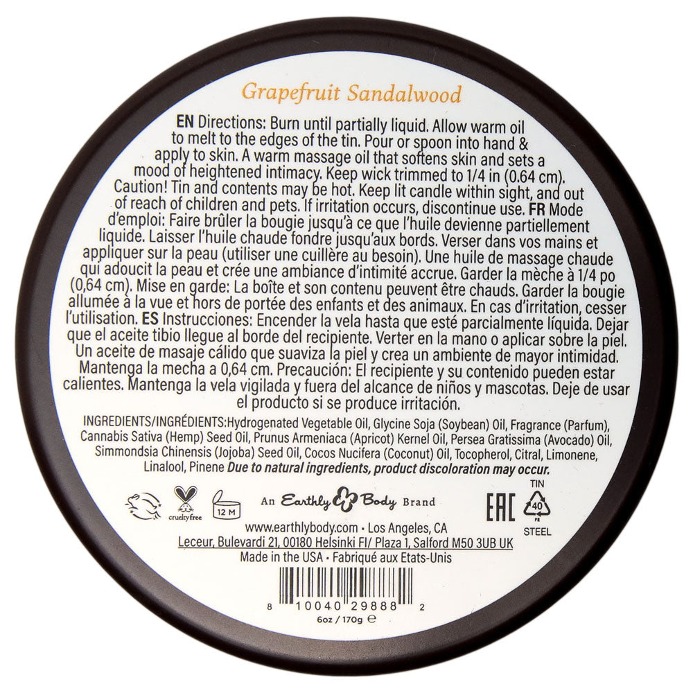 Earthly Body Grapefruit Sandalwood scented massage candle 170g