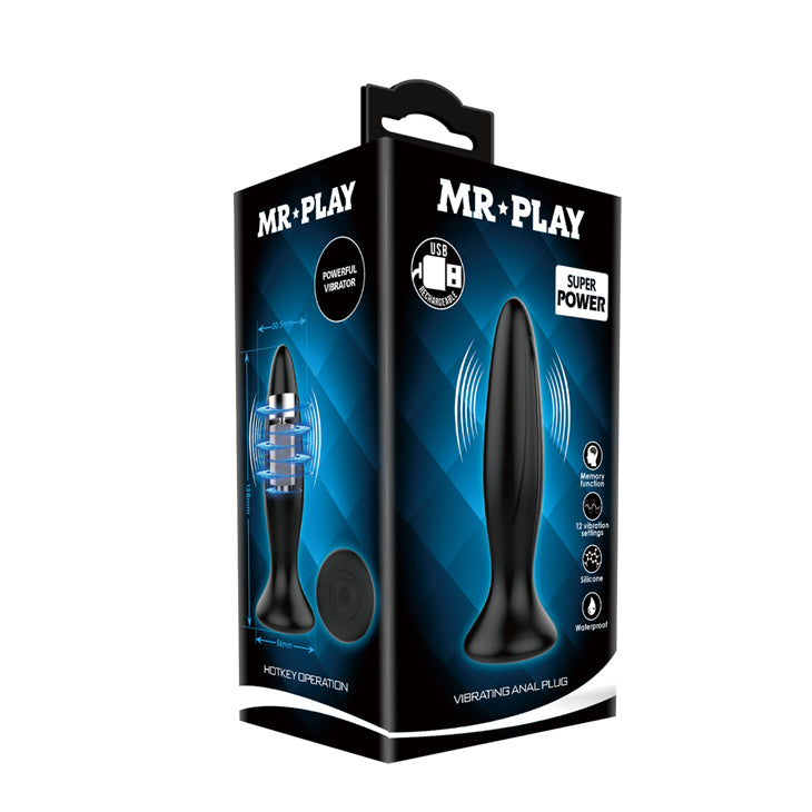 MR PLAY – USB Rechargeable Vibrating Butt Plug (12.8cm)