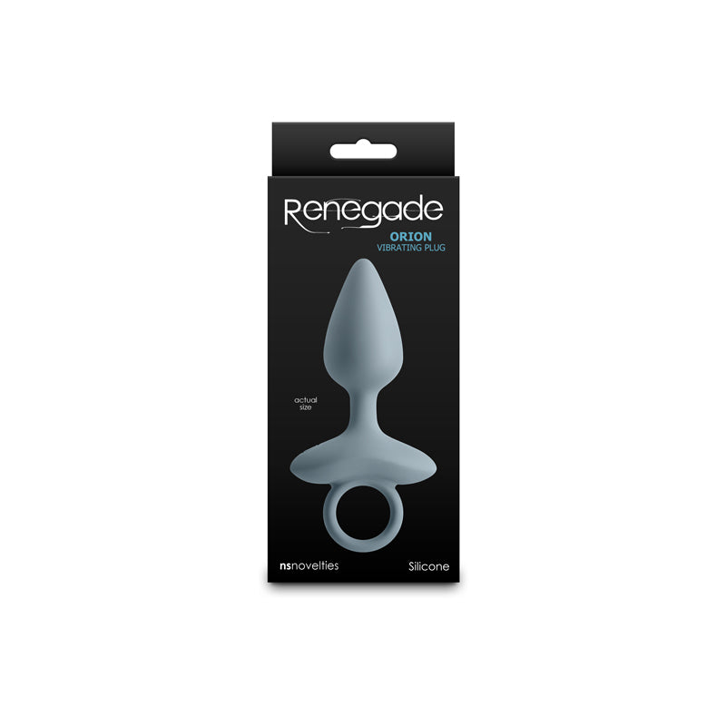 Renegade Orion grey silicone vibrating butt plug with pull ring