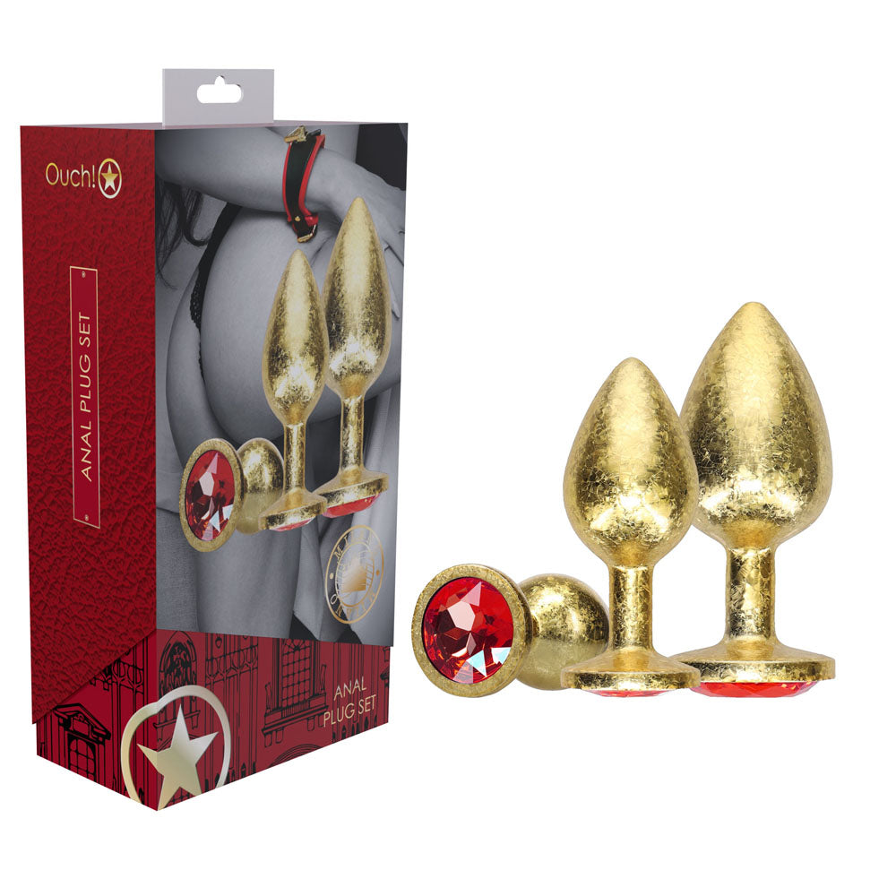 Ouch! Milan Collection 3-Piece Gold Metal Butt Plug Set | The Love Boulevard