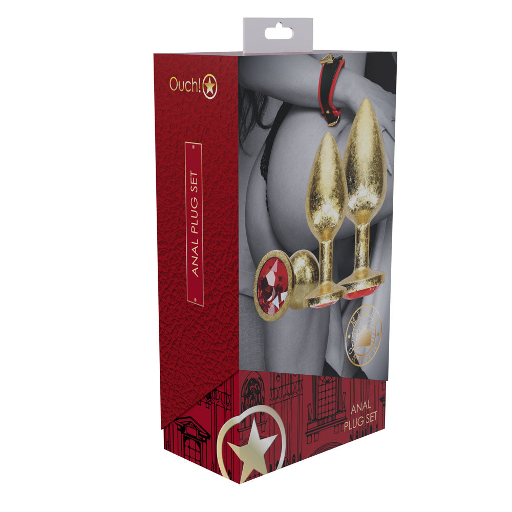 Ouch! Milan Collection 3-Piece Gold Metal Butt Plug Set | The Love Boulevard
