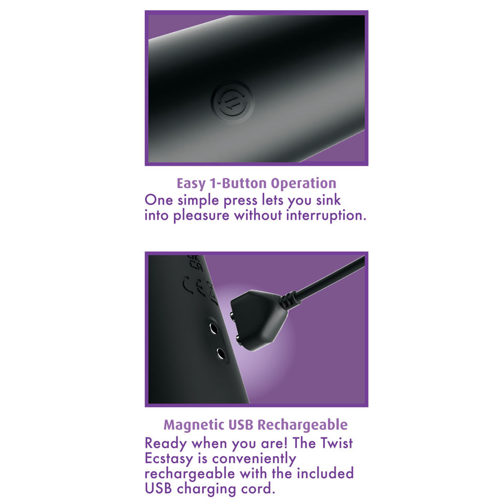 Twist Ecstasy single button and magnetic USB charging details