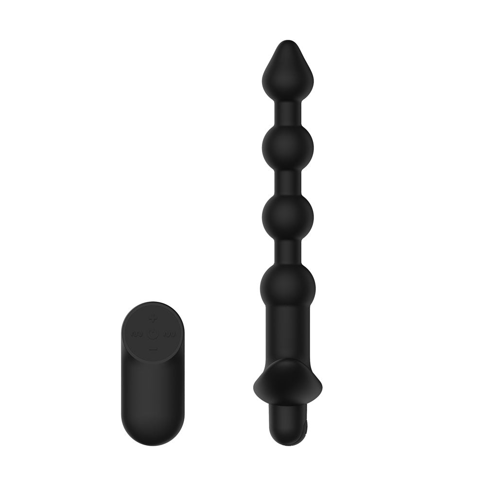 Passion Play black graduated vibrating anal beads with wireless remote