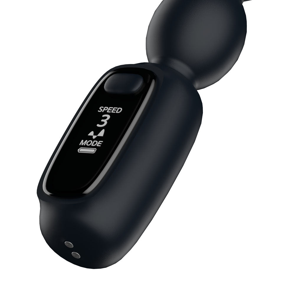 Passion Play black vibrating anal beads with LED display