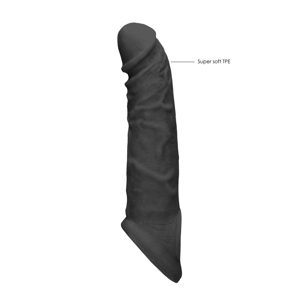 RealRock realistic penis extension sleeve with rings in dark tone — product detail