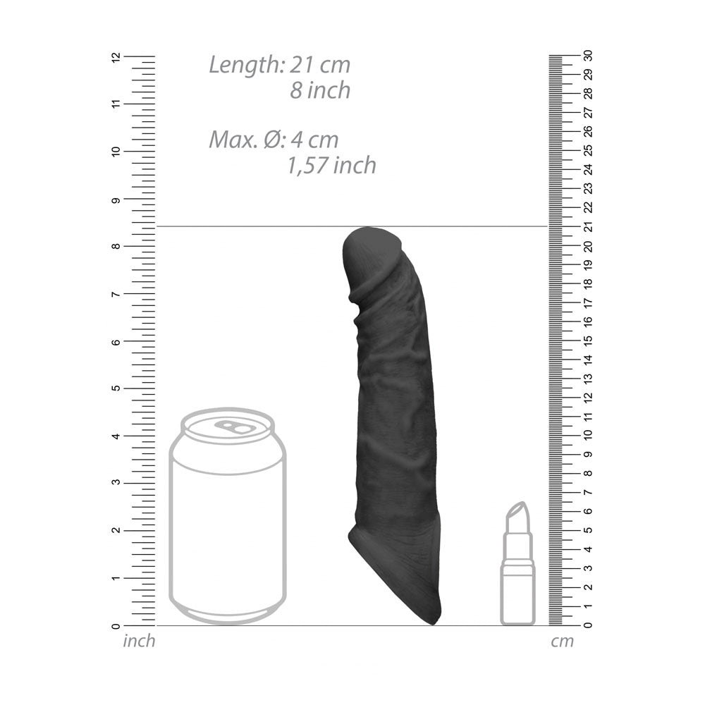 RealRock realistic penis extension sleeve with rings in dark tone — product detail
