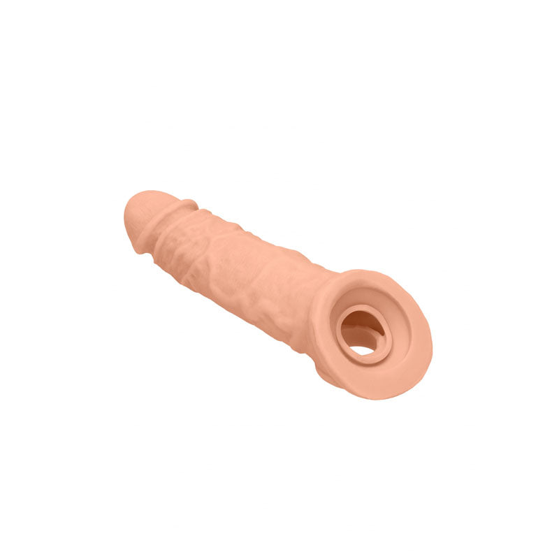 RealRock realistic penis extension sleeve with rings in light tone — product detail