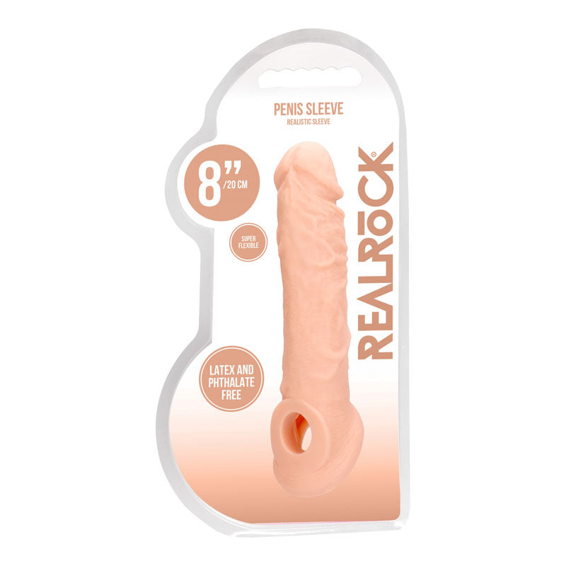 RealRock realistic penis extension sleeve with rings in light tone — product detail
