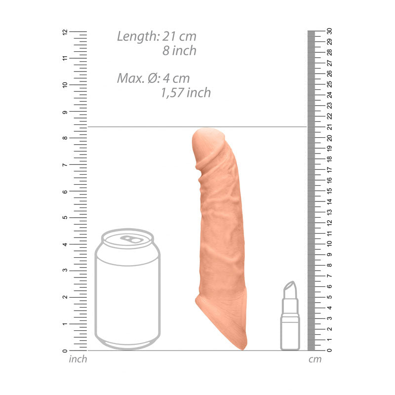 RealRock realistic penis extension sleeve with rings in light tone — product detail