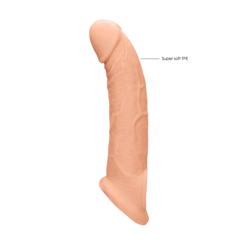 RealRock realistic penis extension sleeve with ringed opening in light tone — product detail