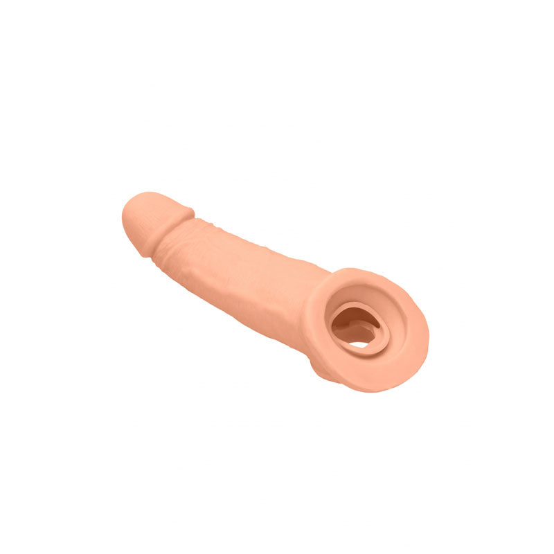 RealRock realistic penis extension sleeve with ringed opening in light tone — product detail