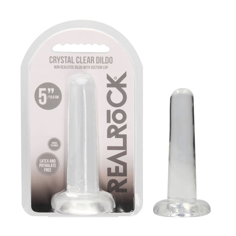 RealRock Crystal Clear 13.5cm slim suction cup dildo in clear — product detail