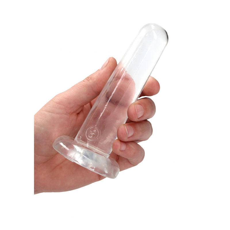 RealRock Crystal Clear 13.5cm slim suction cup dildo in clear — product detail