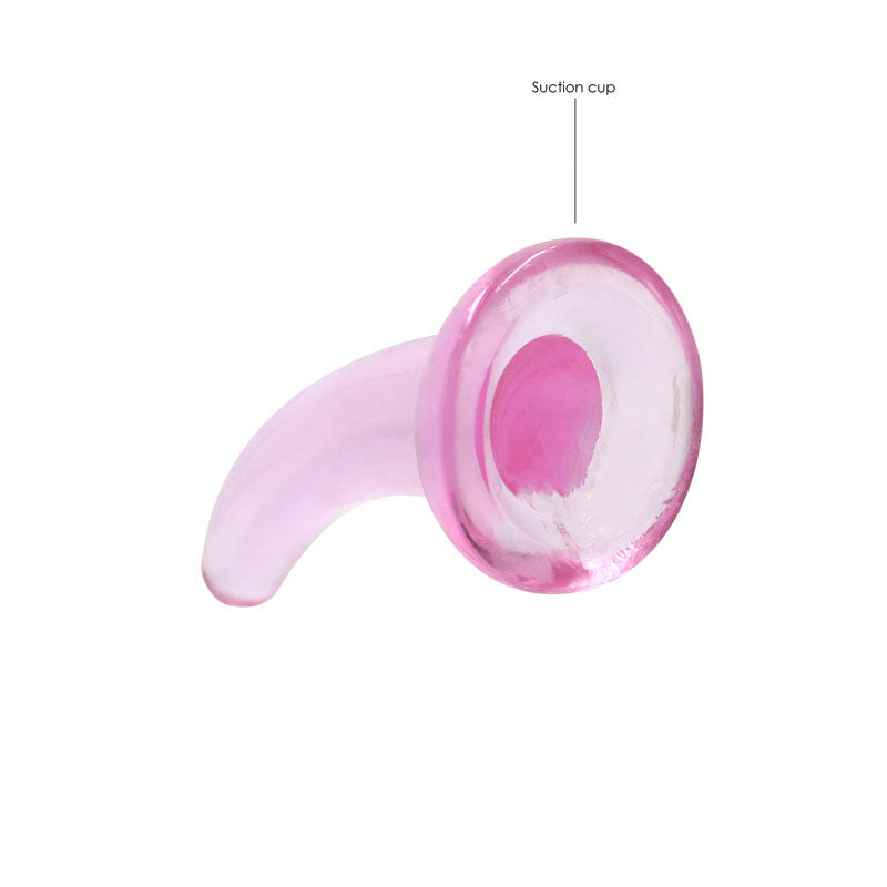 RealRock Crystal Clear 12cm curved pegging dildo in pink — product detail