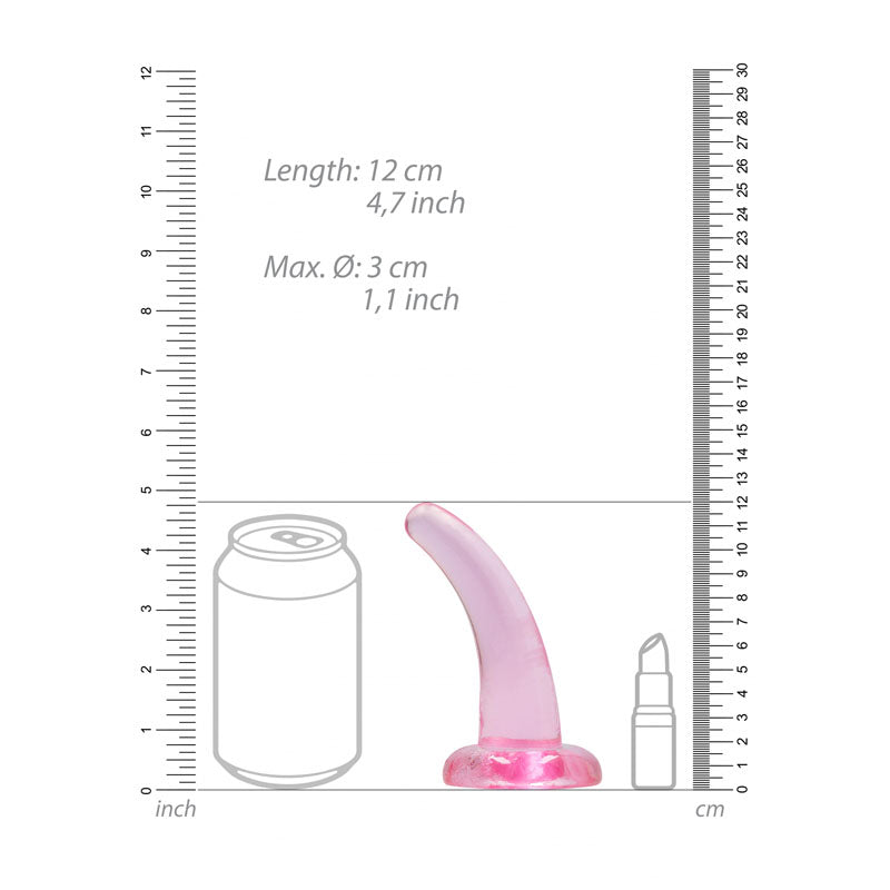 RealRock Crystal Clear 12cm curved pegging dildo in pink — product detail