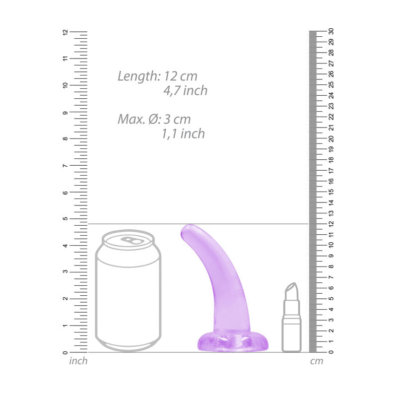 RealRock Crystal Clear 12cm curved pegging dildo in purple — product detail