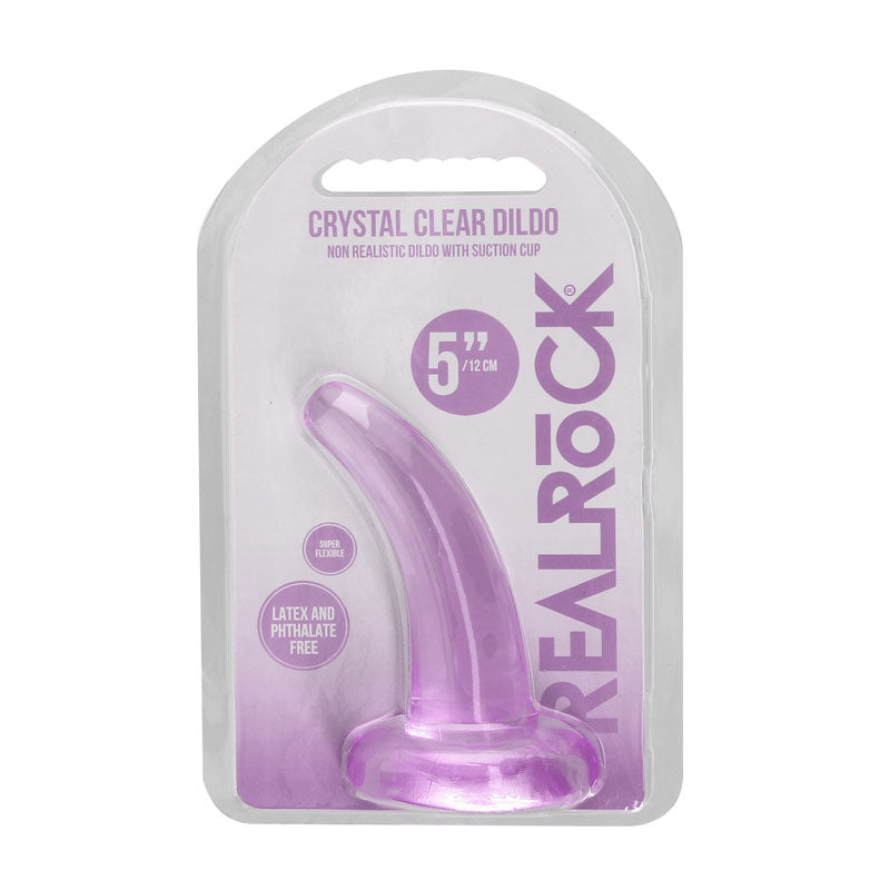 RealRock Crystal Clear 12cm curved pegging dildo in purple — product detail