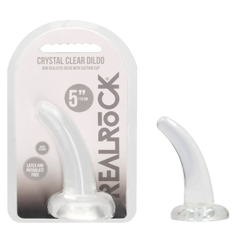 RealRock Crystal Clear 12cm curved pegging dildo in clear — product detail