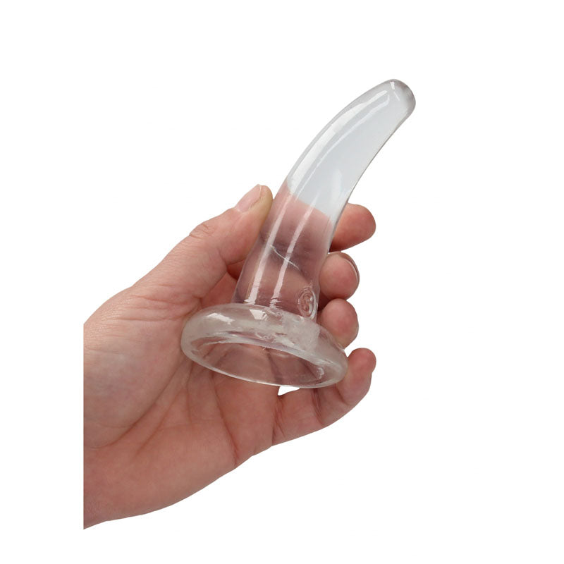 RealRock Crystal Clear 12cm curved pegging dildo in clear — product detail