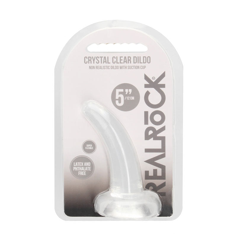 RealRock Crystal Clear 12cm curved pegging dildo in clear — product detail