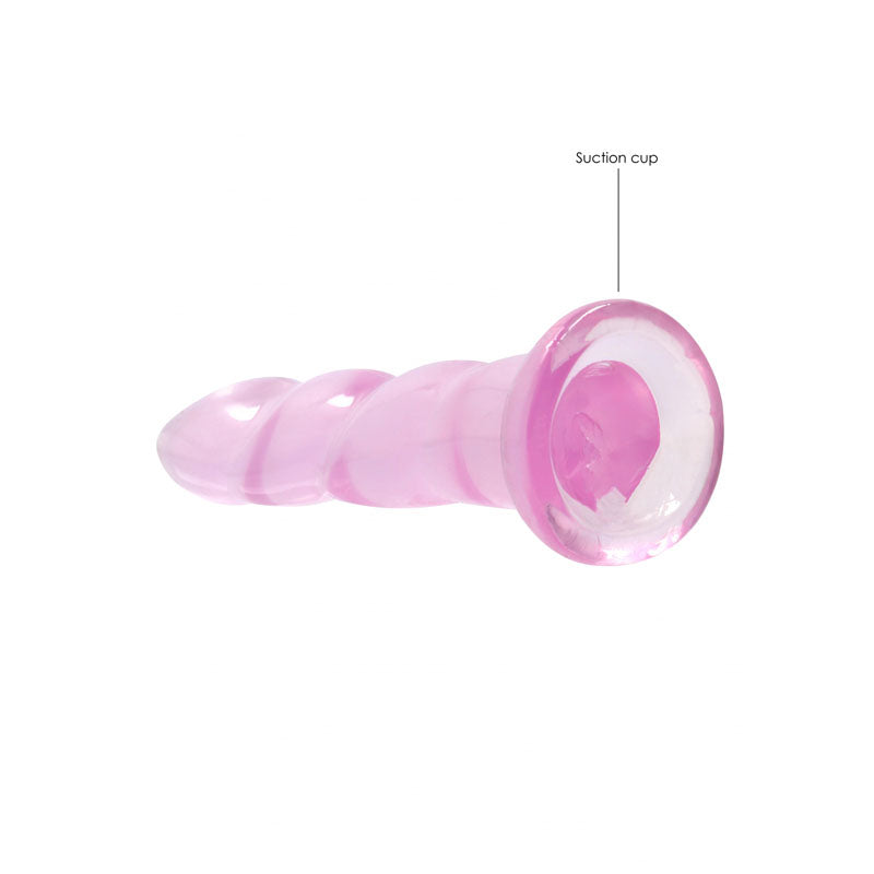 RealRock Crystal Clear 18cm contoured suction cup dildo in pink — product view 4