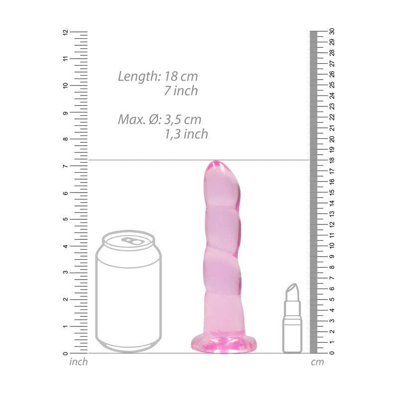 RealRock Crystal Clear 18cm contoured suction cup dildo in pink — product view 5