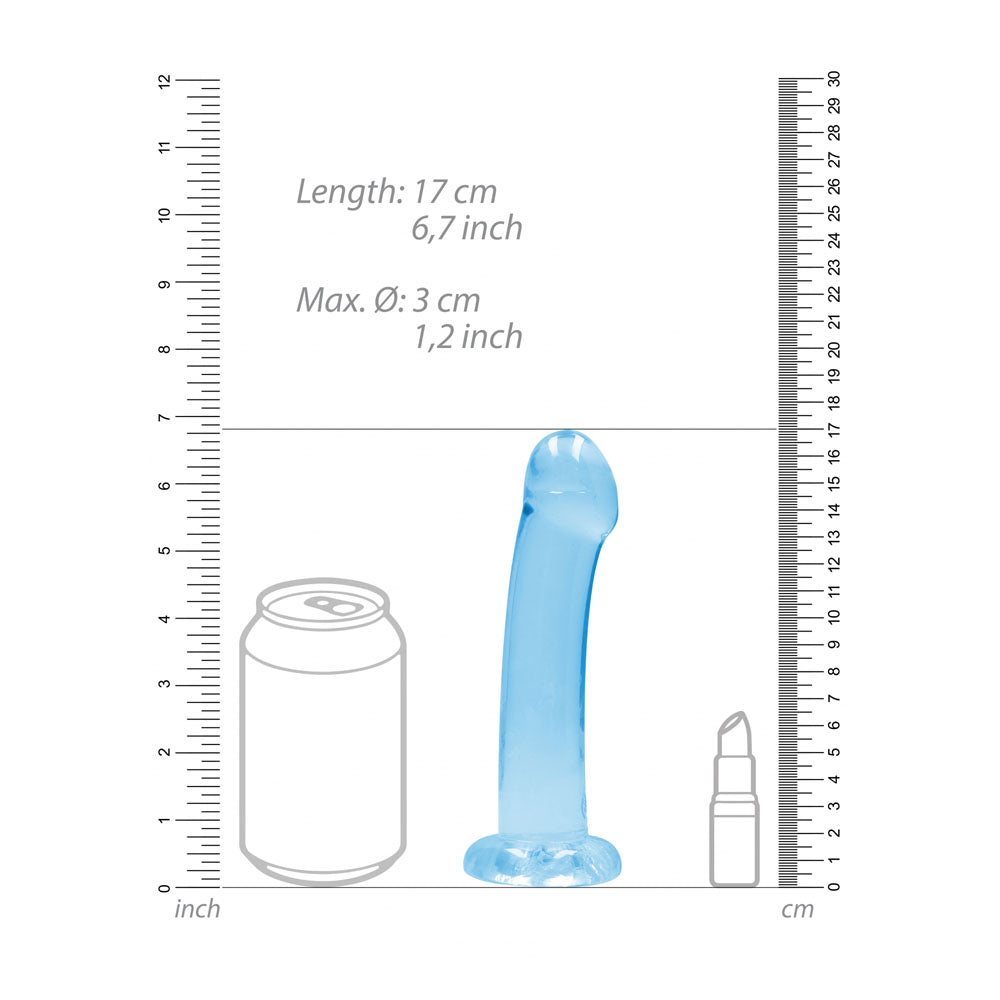 RealRock Crystal Clear 17cm (6.69 inches) smooth suction cup dildo – Blue, product detail