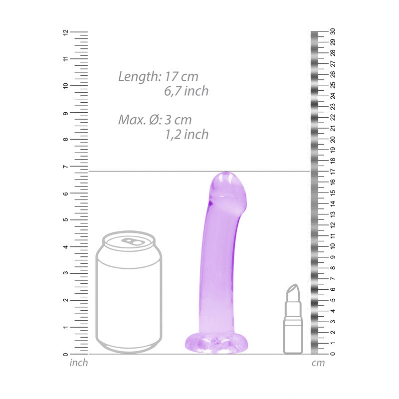 RealRock Crystal Clear 17cm (6.69 inches) smooth suction cup dildo – Purple, product detail