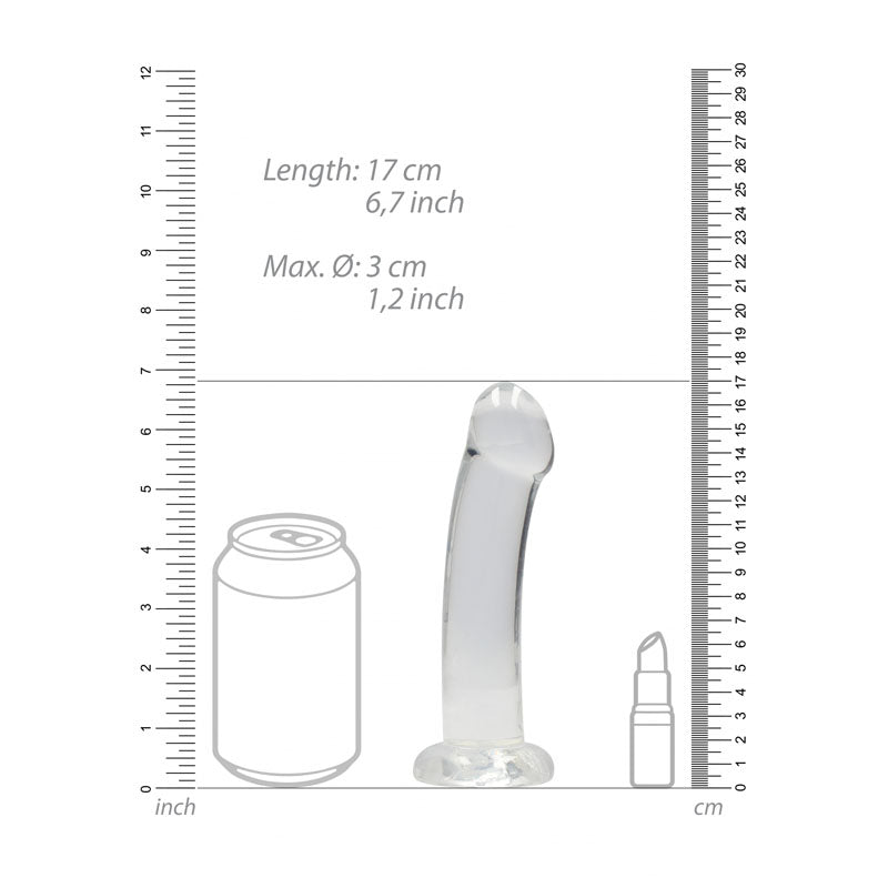 RealRock Crystal Clear 17cm (6.69 inches) smooth suction cup dildo – Clear, product detail