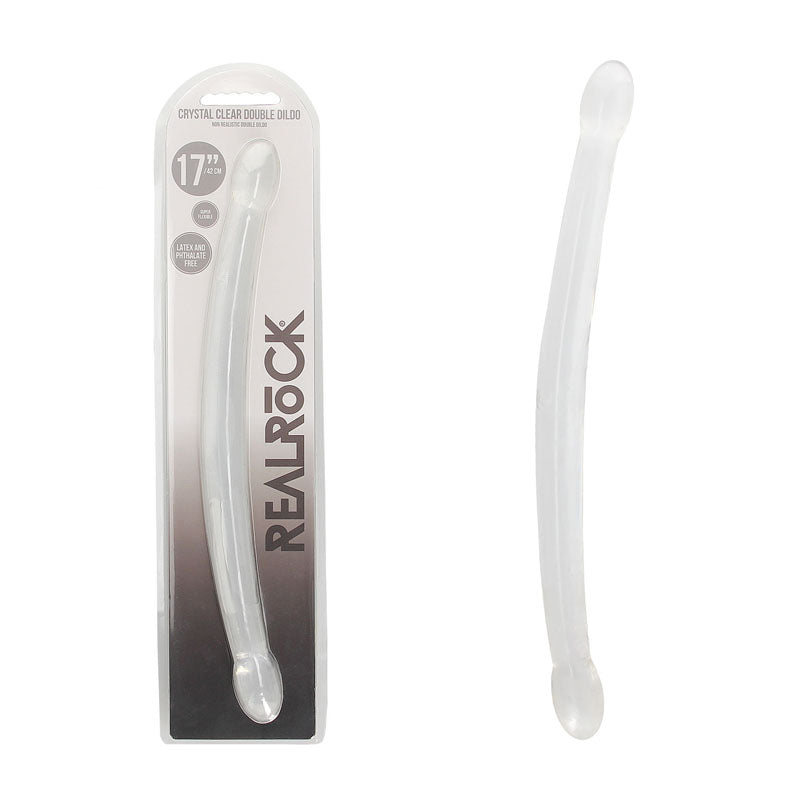 RealRock Crystal Clear 42cm double-ended dildo – Clear, with packaging