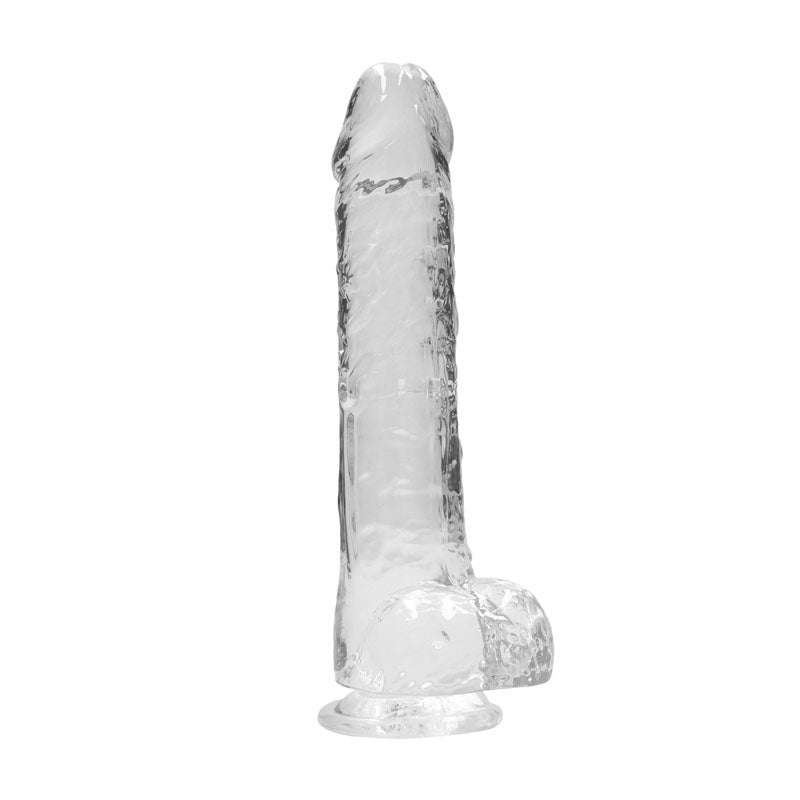 RealRock Crystal Clear 25cm realistic dildo with balls and suction base – Clear