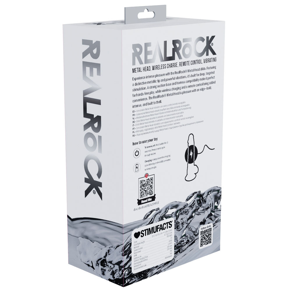 REALROCK Metal Head 16.2cm (6.38 inches) vibrating dildo with wireless remote, light tone