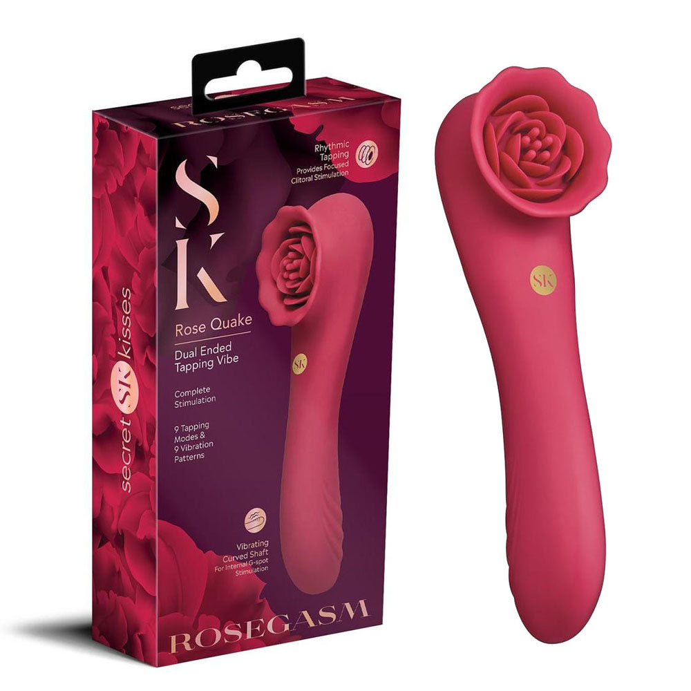 Rosegasm Rose Quake Dual-Ended Tapping Vibrator | The Love Boulevard