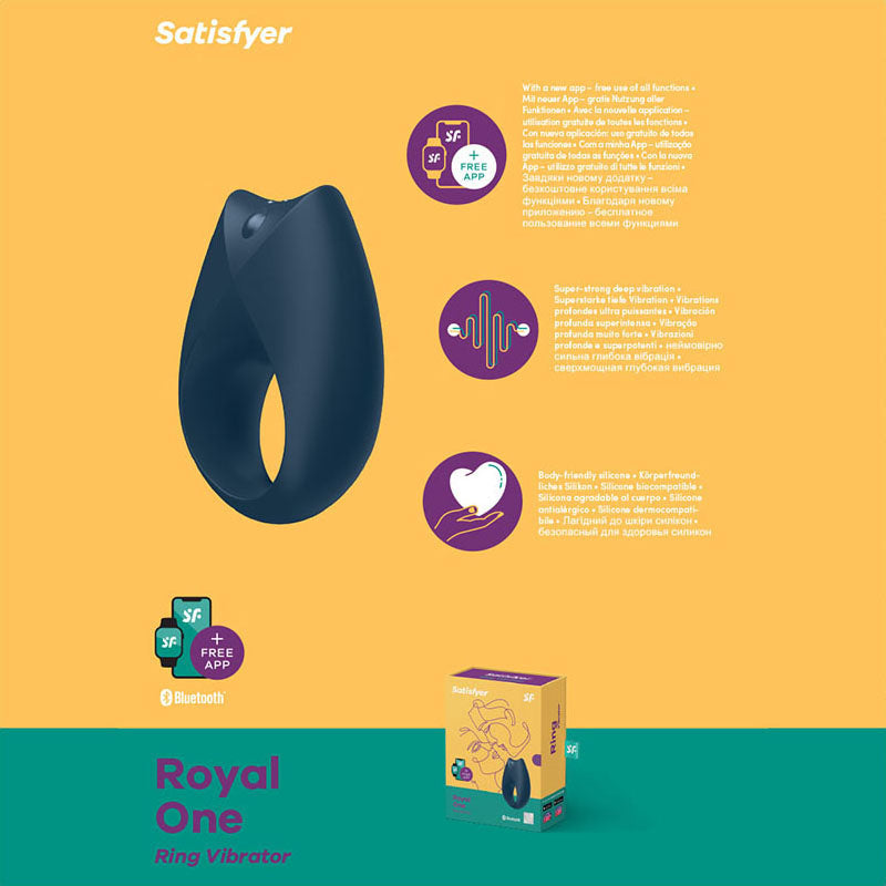 Satisfyer Royal One navy app-controlled vibrating silicone cock ring